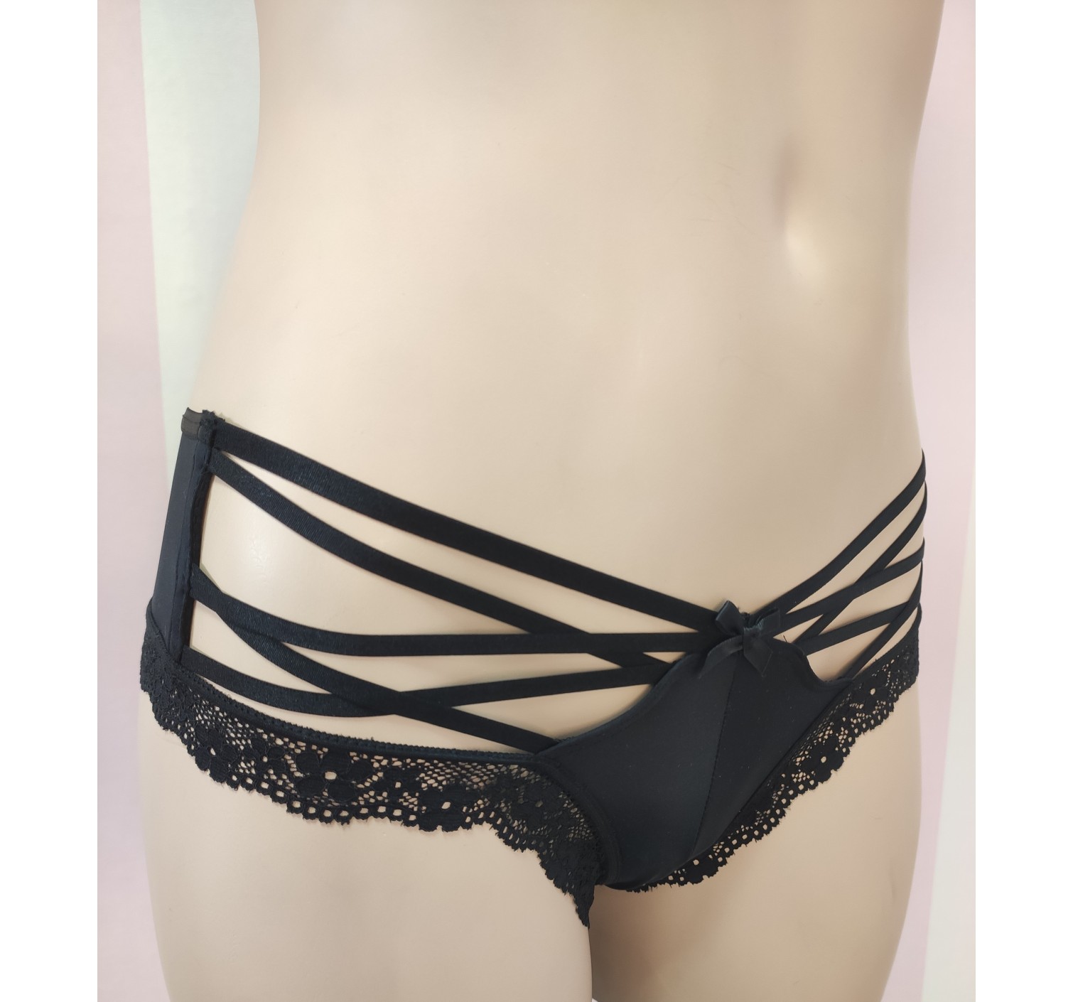 Трусики чіки Victoria Secret Black Strappy Very Sexy Cheeky panty