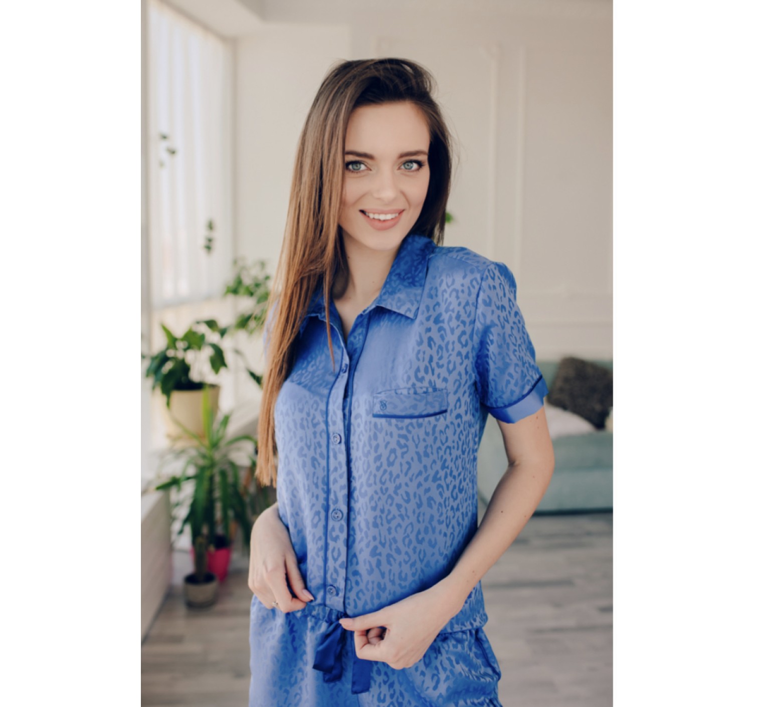 Сатиновая пижама Victoria’s Secret Sky Blue Satin Short PJ Set
