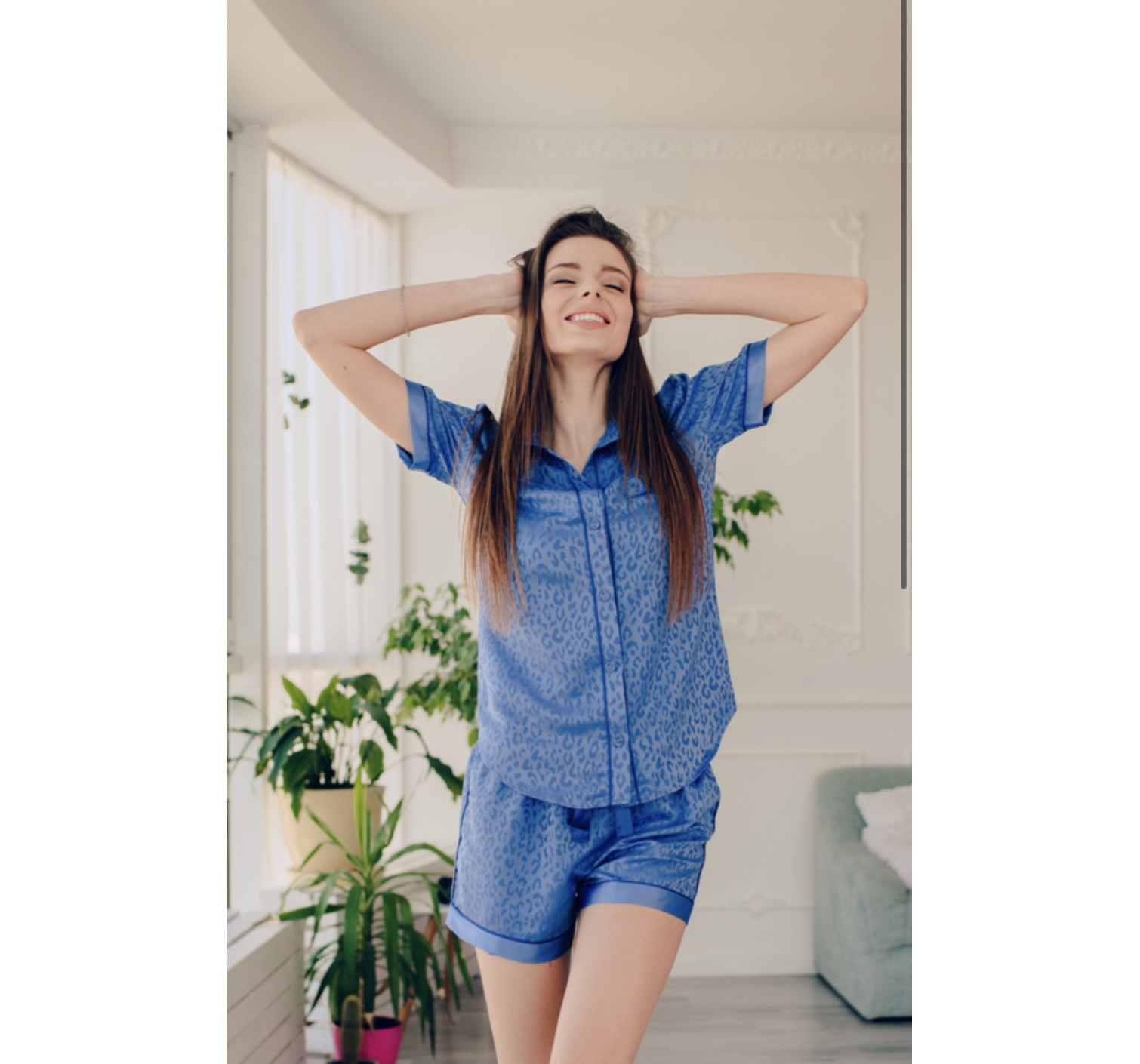 Сатиновая пижама Victoria’s Secret Sky Blue Satin Short PJ Set