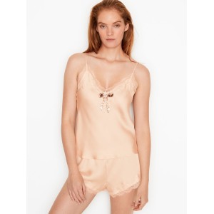 Сатиновая пижама Victoria’s Secret Embellished Bow Satin Cami Set