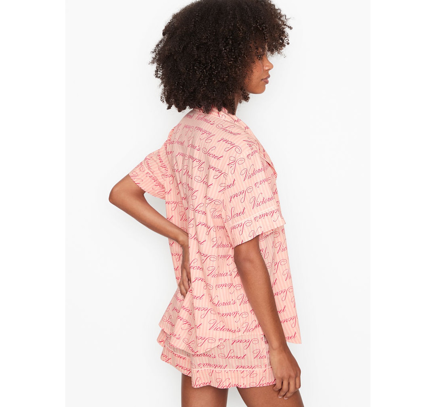 Пижама Victoria’s Secret Cotton Short PJ Set Pink VS Stripe