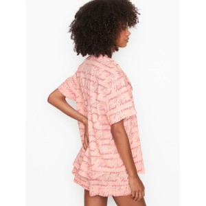 Пижама Victoria’s Secret Cotton Short PJ Set Pink VS Stripe