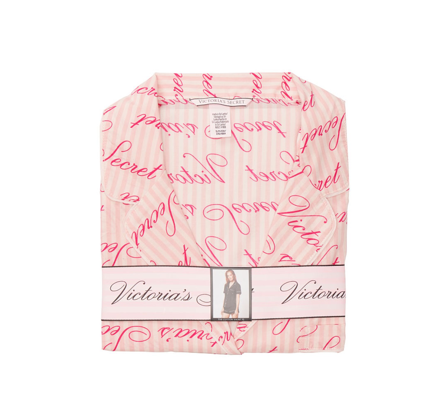 Пижама Victoria’s Secret Cotton Short PJ Set Pink VS Stripe