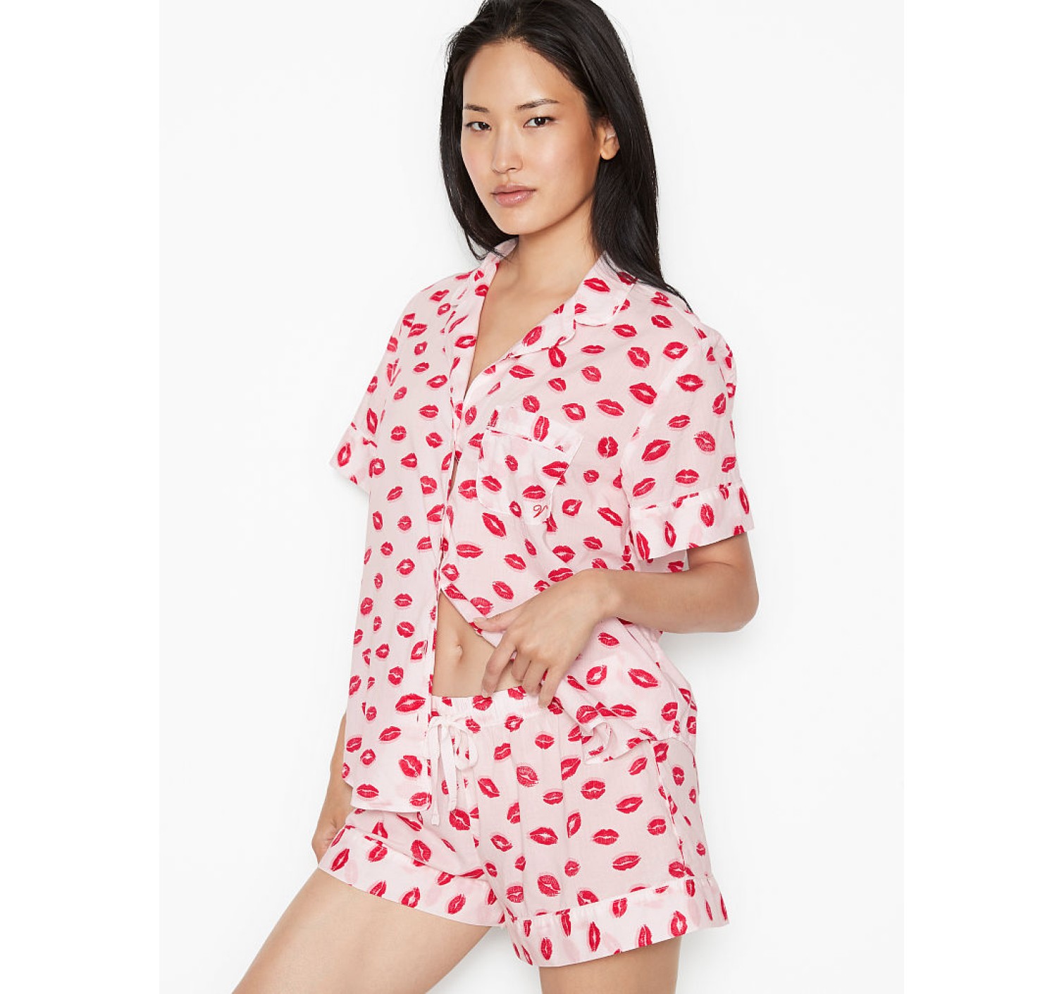 Пижама Victoria’s Secret Cotton Short PJ Set print kisses