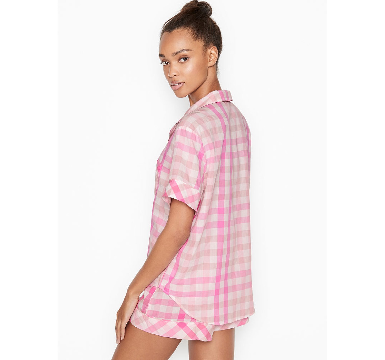 Пижама Victoria’s Secret Cotton Short PJ Set White/Pink Spring Plaid