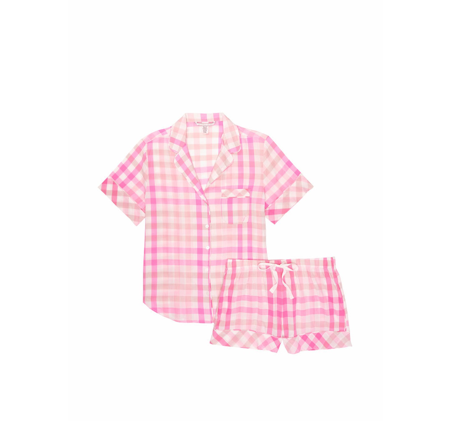 Пижама Victoria’s Secret Cotton Short PJ Set White/Pink Spring Plaid