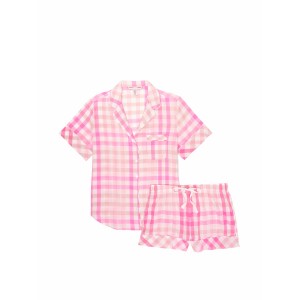 Пижама Victoria’s Secret Cotton Short PJ Set White/Pink Spring Plaid