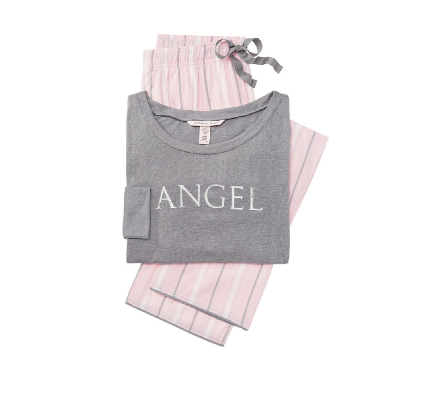 Піжама Victoria's Secret Flannel Long PJ Set Pink stripes Logo ANGEL