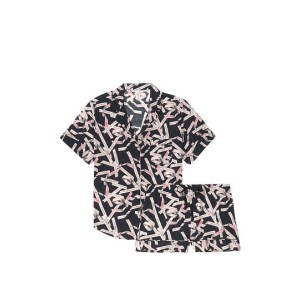 Пижама Victoria’s Secret Cotton Short PJ Set print Black/Ballet Ribbon Waves