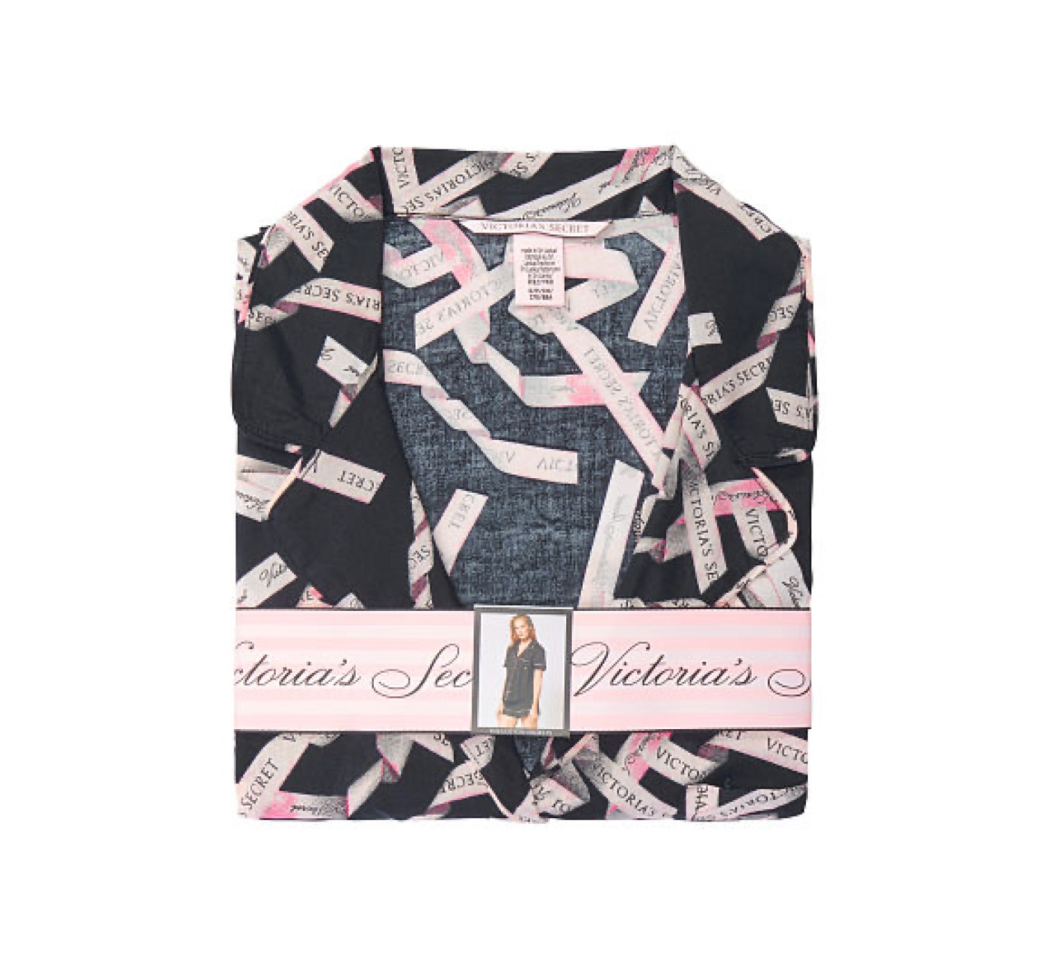 Пижама Victoria’s Secret Cotton Short PJ Set print Black/Ballet Ribbon Waves