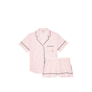 Піжама рожева в смужку Victoria's Secret Cotton Signature Stripes Short PJ Set
