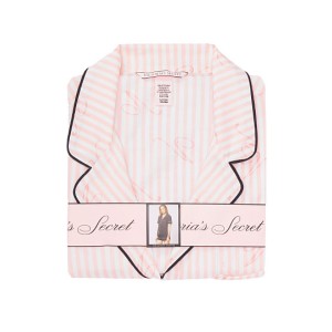 Піжама рожева в смужку Victoria's Secret Cotton Signature Stripes Short PJ Set