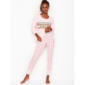 Пижама Victoria’s Secret Long Thermal PJ Set print Rose Hearts