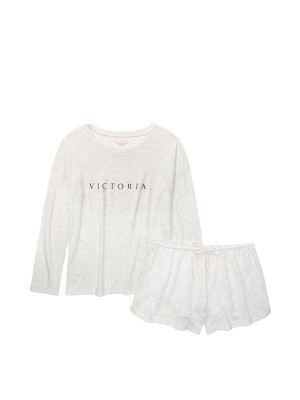 Пижама Виктория Сикрет The Cozy Knit Crewneck & Short Set Love Victoria