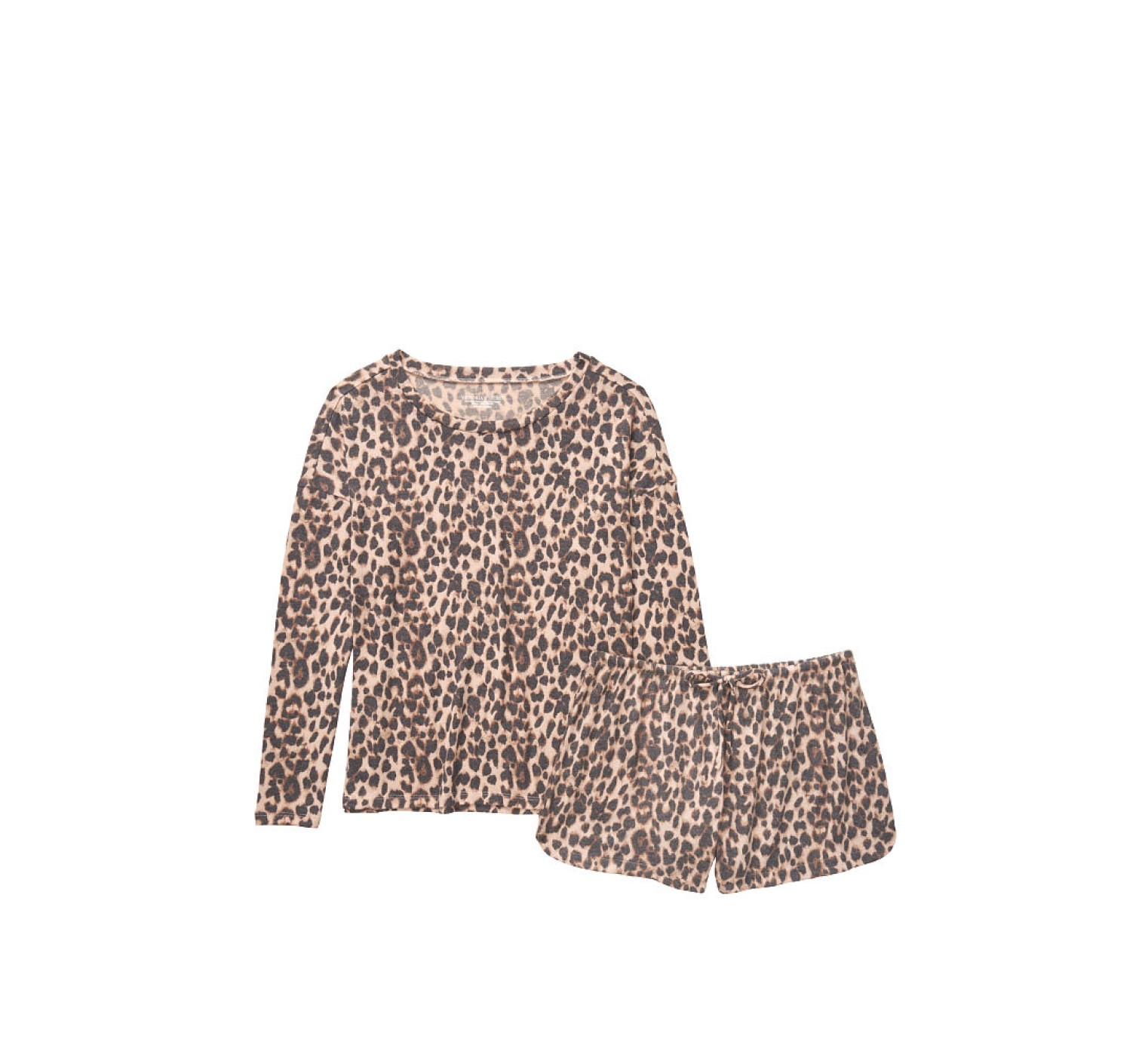 Пижама Виктория Сикрет The Cozy Knit Crewneck & Short Set Leopard