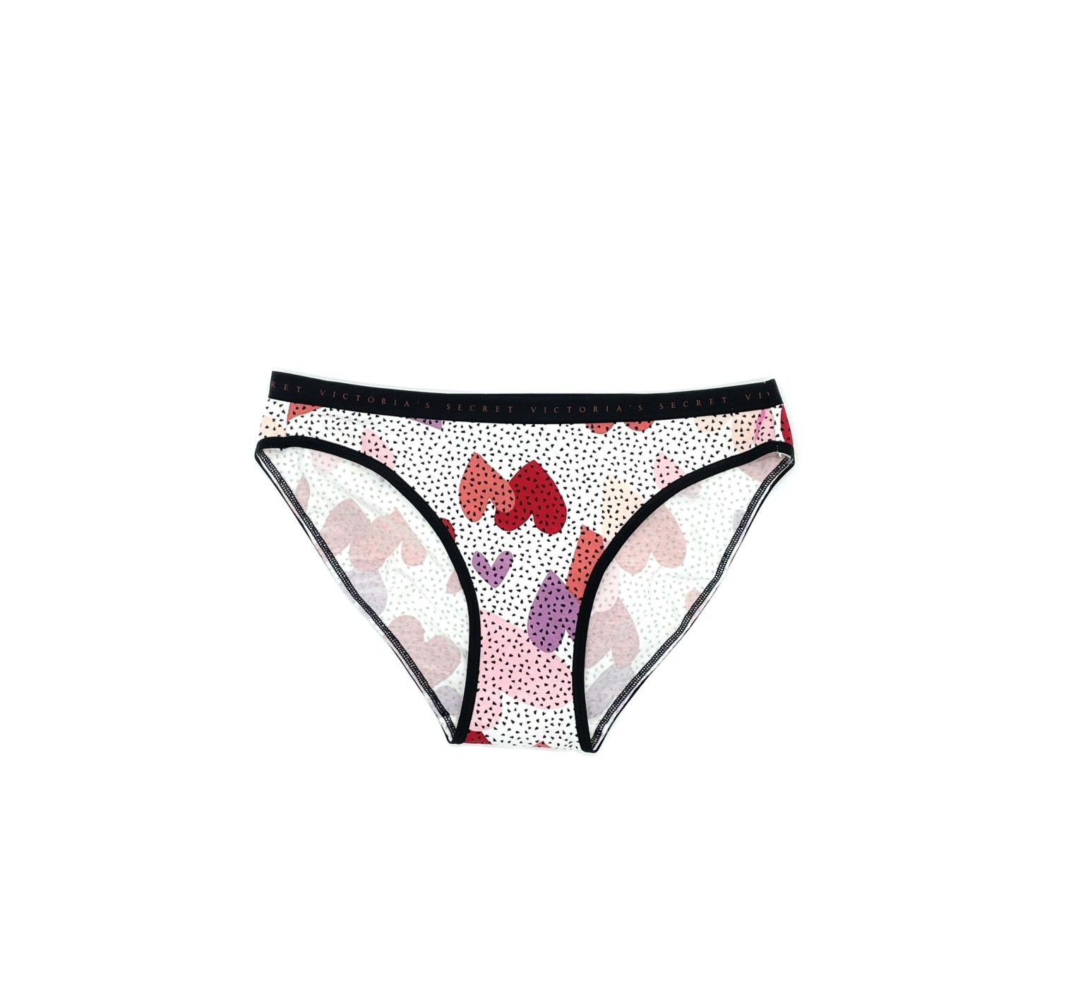 Трусики хлопковые VS White Cotton Bikini panty Red Hearts print