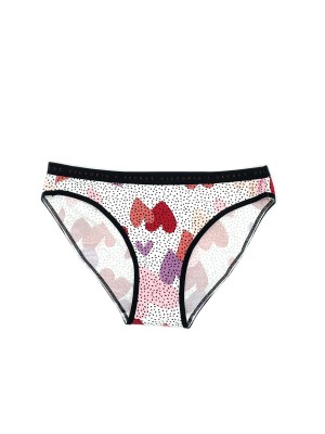 Трусики хлопковые VS White Cotton Bikini panty Red Hearts print
