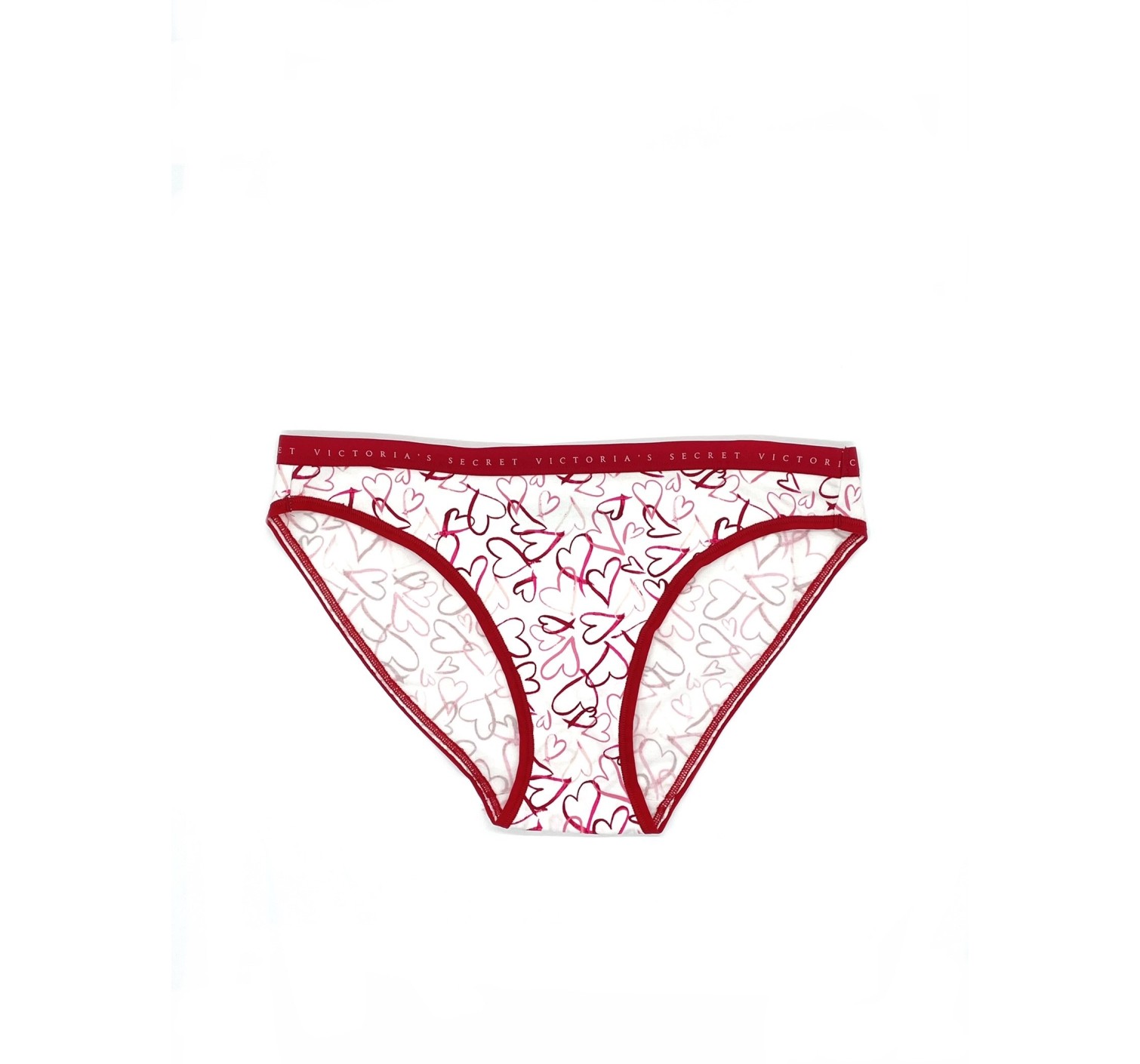 Трусики хлопковые VS White Cotton Bikini panty Red Heart print