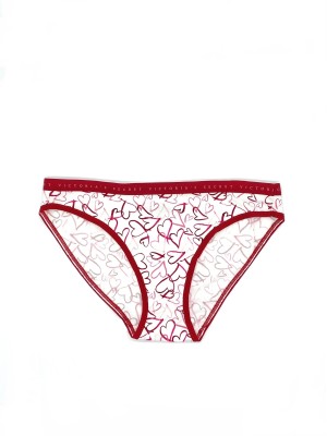 Трусики хлопковые VS White Cotton Bikini panty Red Heart print