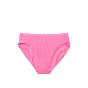 Трусики хлопковые Виктория Сикрет Pink Bikini Panty logo VS