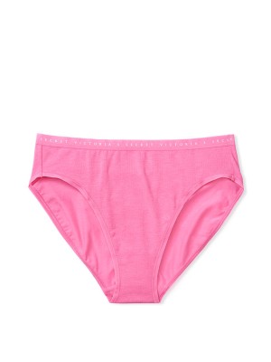 Трусики хлопковые Виктория Сикрет Pink Bikini Panty logo VS