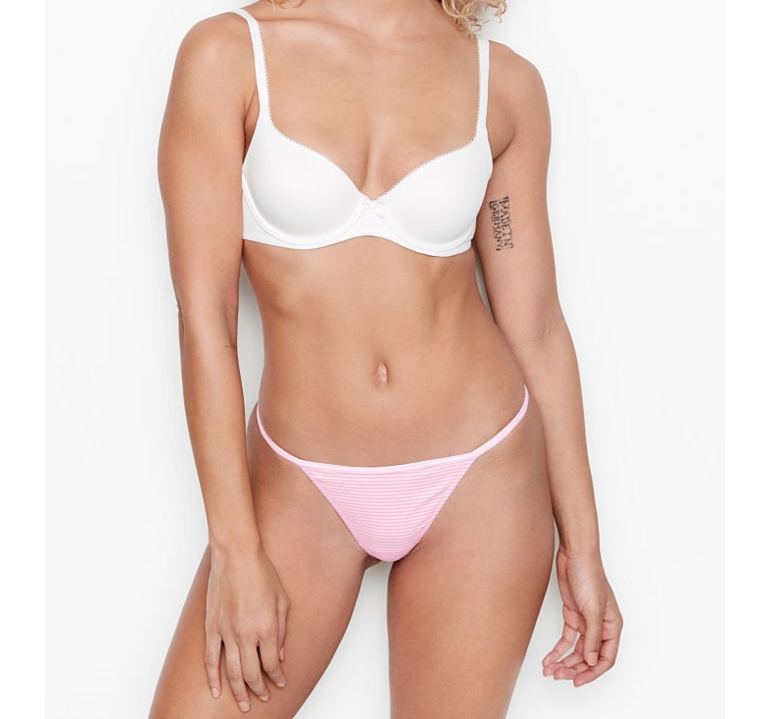 Трусики стринги Victoria’s Secret Cotton V-string Thong panty stripes