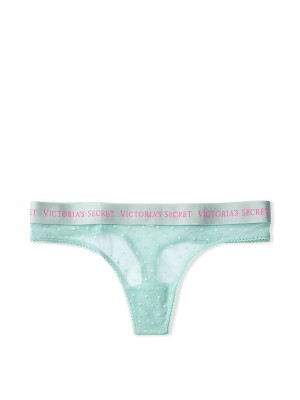 Трусики стринги Victoria’s Secret Mint Lace Thong panty Logo VS