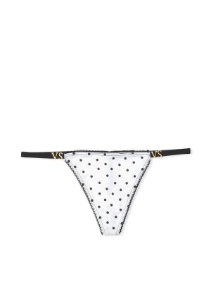 Трусики стринги Виктория Сикрет V-string Thong Panty Black dot