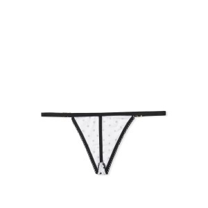 Трусики стрінги Вікторія Сікрет V-string Thong Panty Black dot