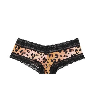 Трусики чіки Victoria's Secret Lace Satin Cheeky panty leo print