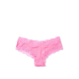 Трусики чіки Victoria's Secret Cotton Lace Cheeky panty pink