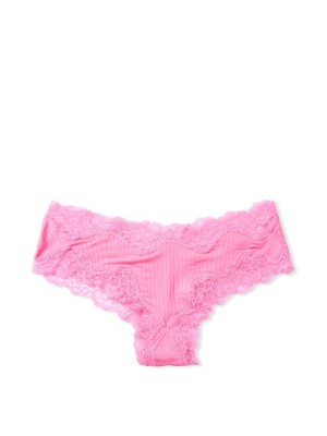 Трусики чики Victoria’s Secret Cotton Lace Cheeky panty pink