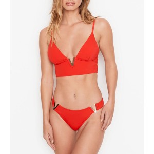 Купальник Виктория Сикрет V-hardware Red Bralette & Brazilian panty