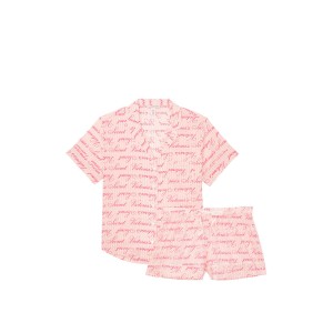 Пижама Victoria’s Secret Cotton Short PJ Set Pink VS Stripe
