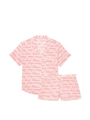 Пижама Victoria’s Secret Cotton Short PJ Set Pink VS Stripe