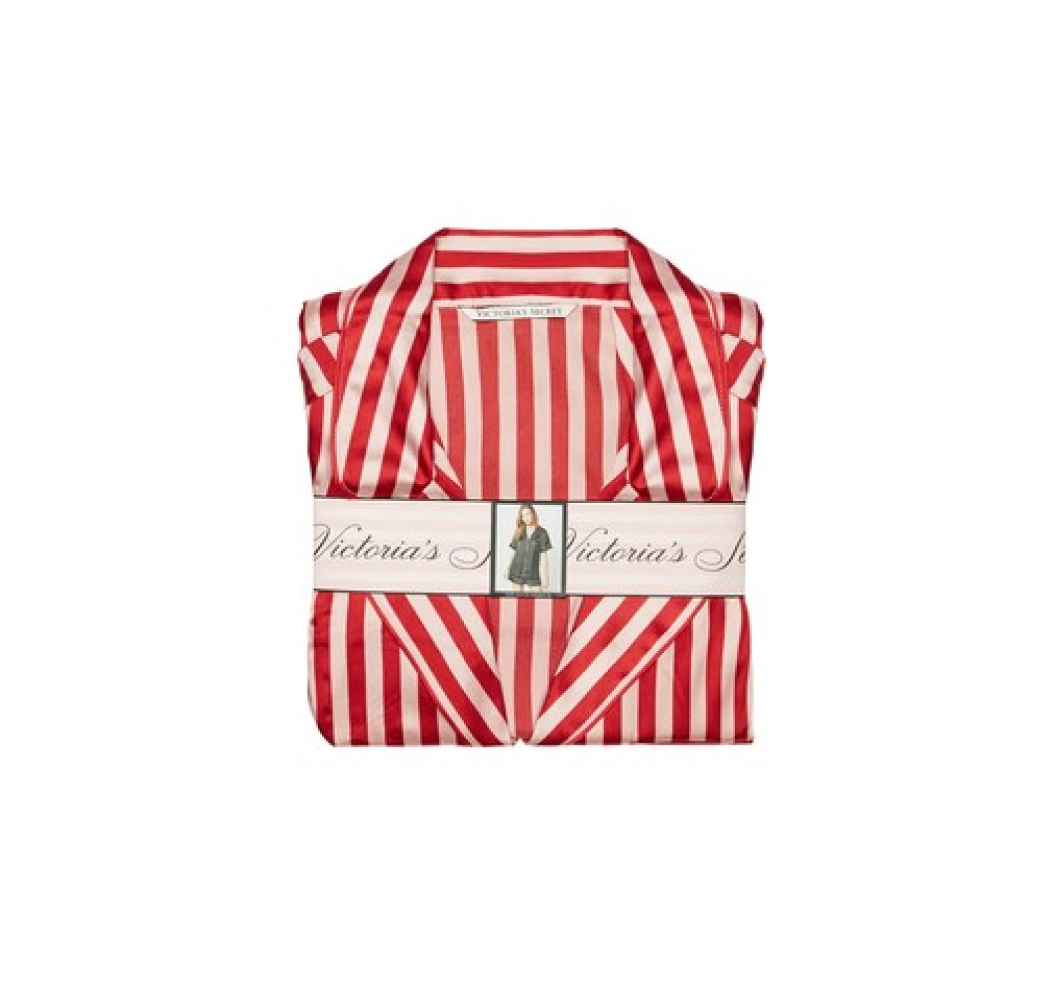 Сатиновая пижама VS Satin Long Pj Set Signature Red Stripe 