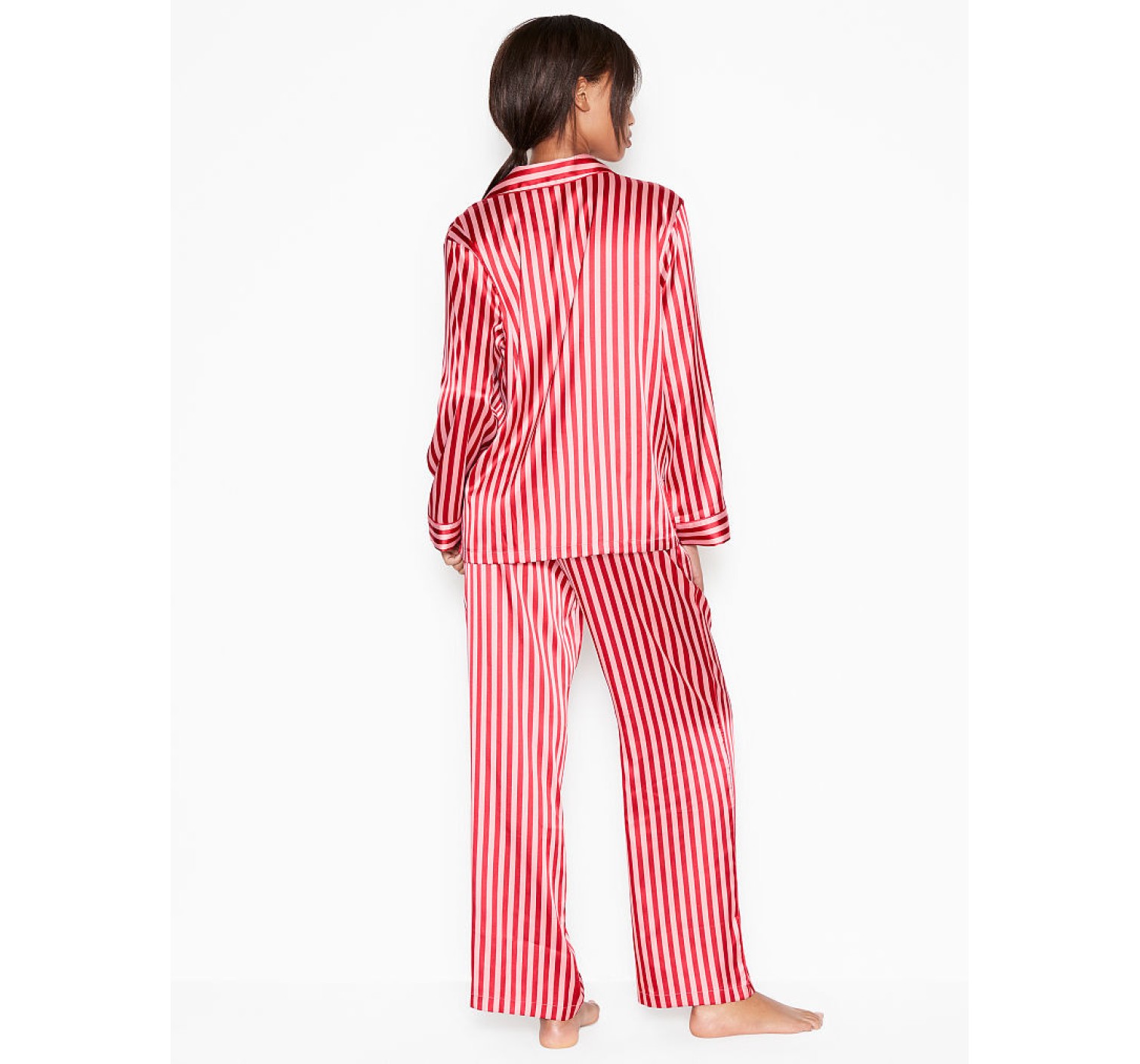 Сатиновая пижама VS Satin Long Pj Set Signature Red Stripe 