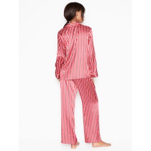 Сатиновая пижама VS Satin Long Pj Set Signature Red Stripe 