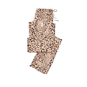 Сатиновая пижама VS Satin Long Pj Set Leopard print