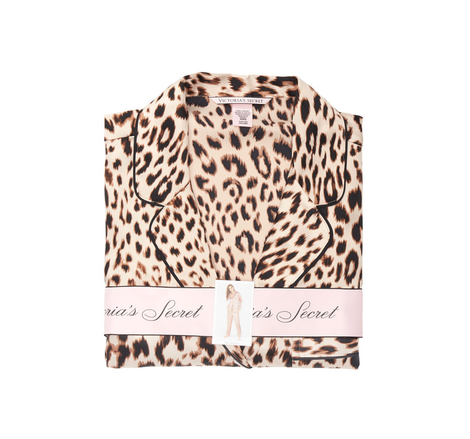 Сатиновая пижама VS Satin Long Pj Set Leopard print