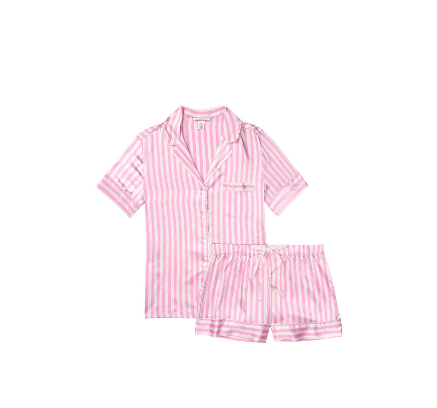 Сатинова піжама в рожеву смужку Victoria's Secret The Satin Short PJ Set Lilac
