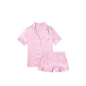 Сатинова піжама в рожеву смужку Victoria's Secret The Satin Short PJ Set Lilac
