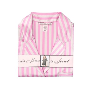 Сатинова піжама в рожеву смужку Victoria's Secret The Satin Short PJ Set Lilac