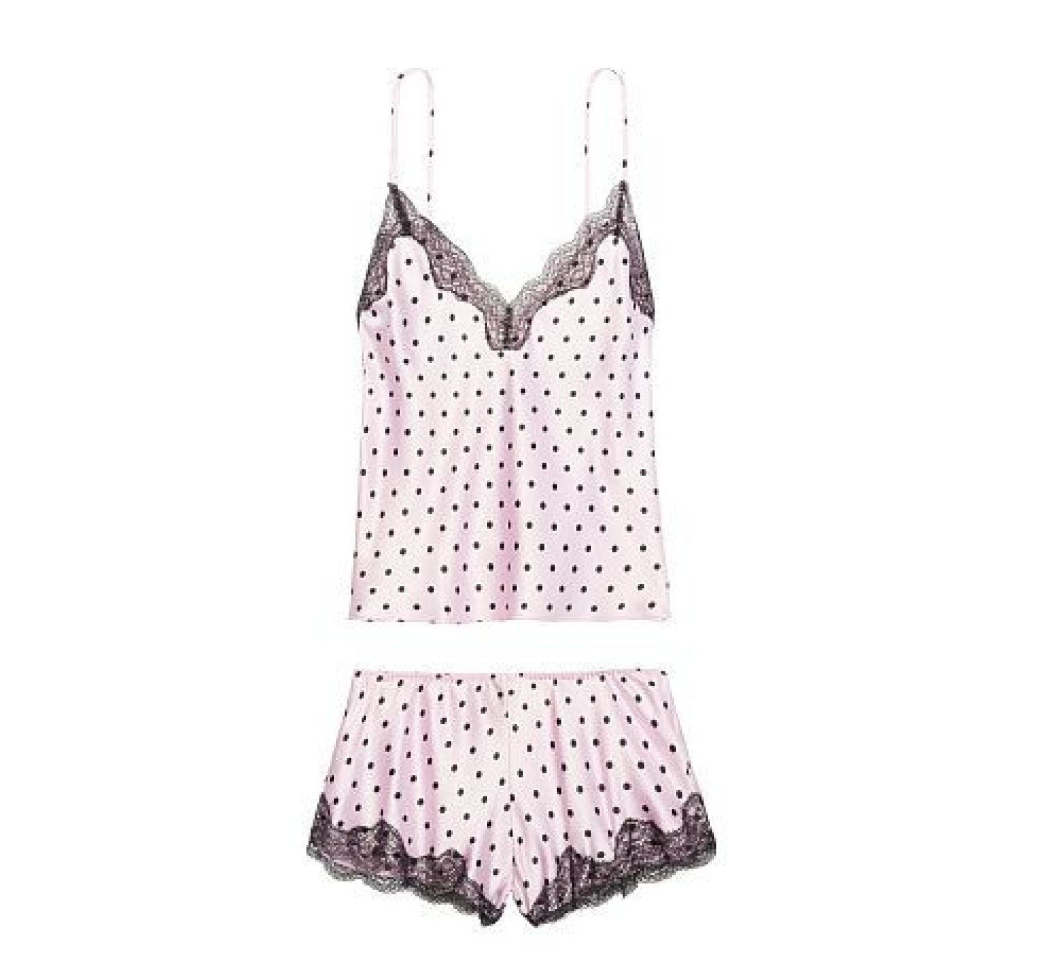 Пижама Victoria’s Secret Satin Cami PJ Set Pink & Black dot