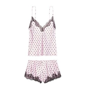 Пижама Victoria’s Secret Satin Cami PJ Set Pink & Black dot