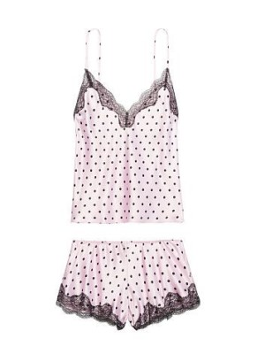 Пижама Victoria’s Secret Satin Cami PJ Set Pink & Black dot