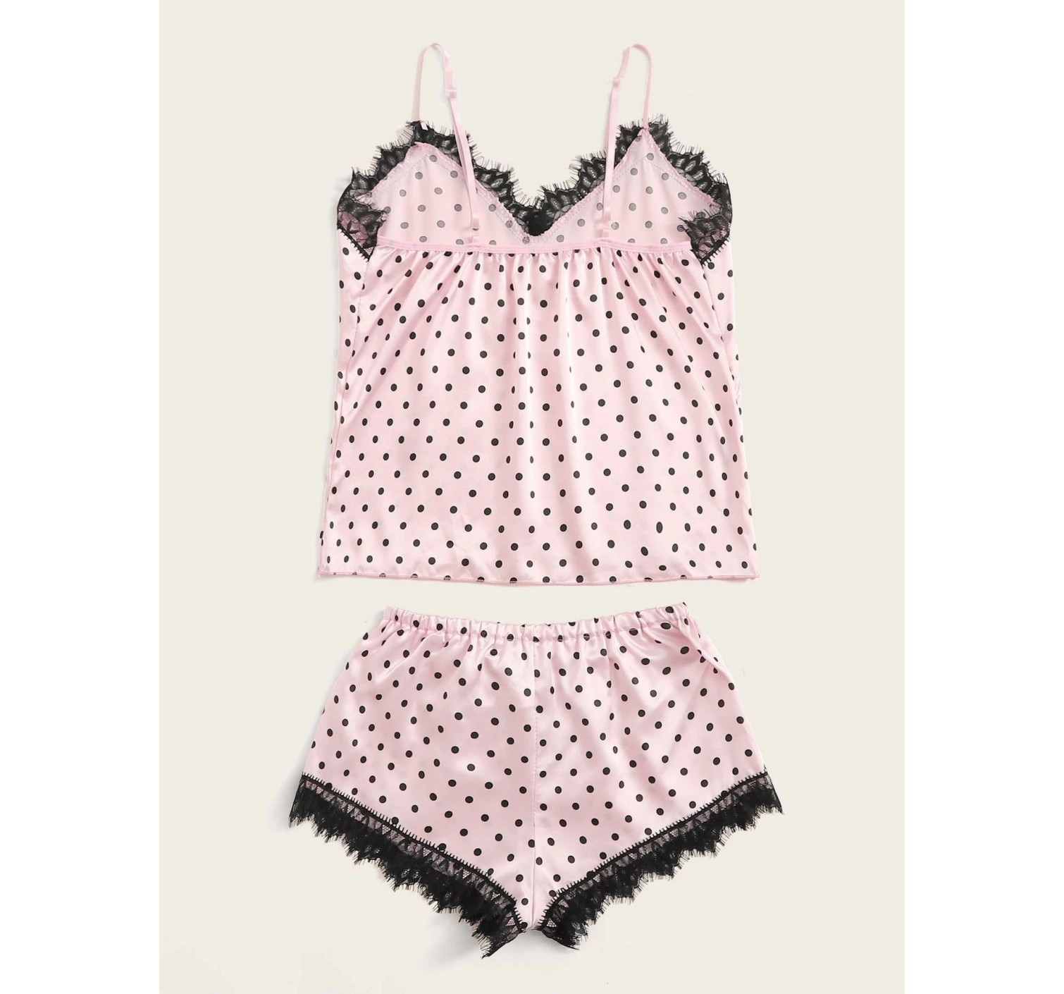 Пижама Victoria’s Secret Satin Cami PJ Set Pink & Black dot