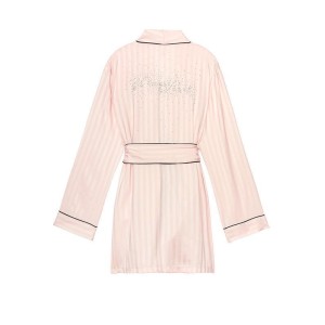 Сатиновий халат Victoria's Secret Rhinestone Satin Kimono Pink fizz