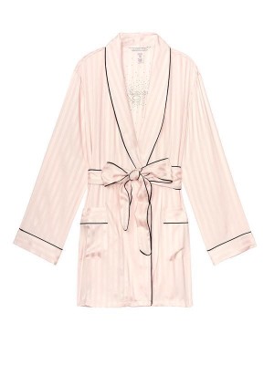 Сатиновый халат Victoria’s Secret Rhinestone Satin Kimono Pink fizz