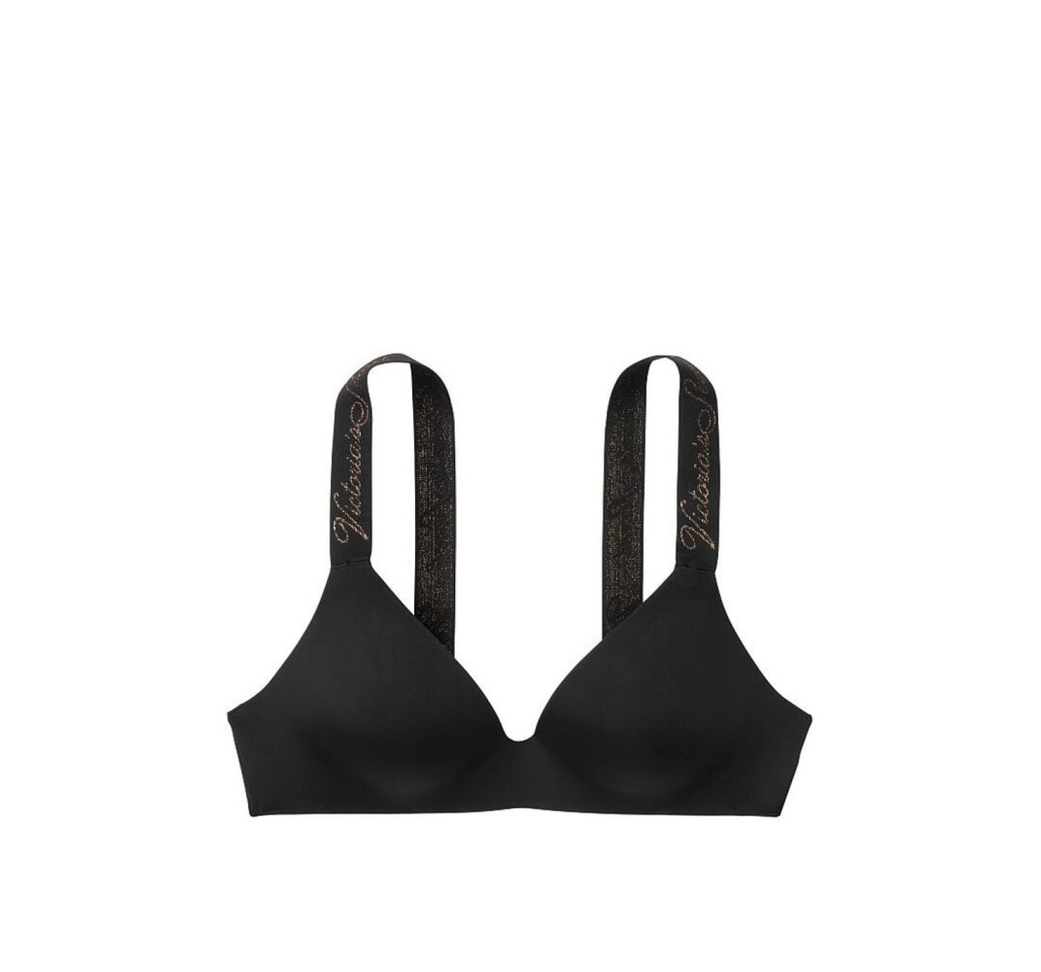 Бюстгальтер Victoria's Secret T-shirt Lightly Lined Black Lurex straps Logo Bra